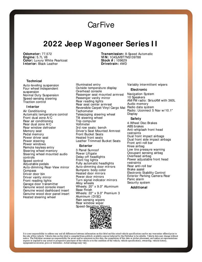Used 2022 Jeep Wagoneer Series II w/ Premium Group I image 33