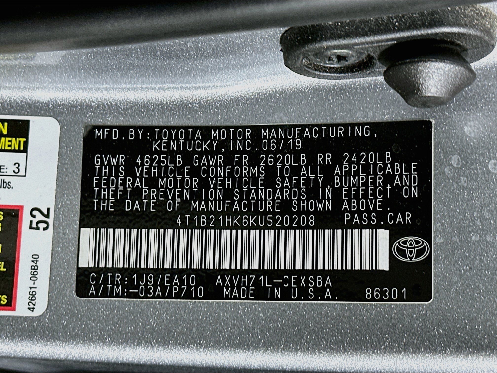 Used 2019 Toyota Camry SE w/ Audio Package FWD image 12
