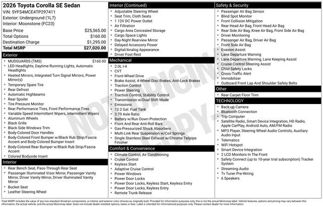New 2026 Toyota Corolla SE FWD image 22
