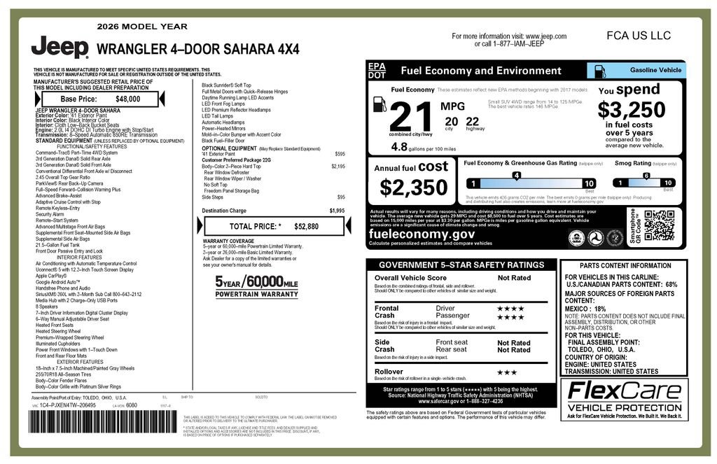Certified 2026 Jeep Wrangler Unlimited Sahara AWD/4WD image 4