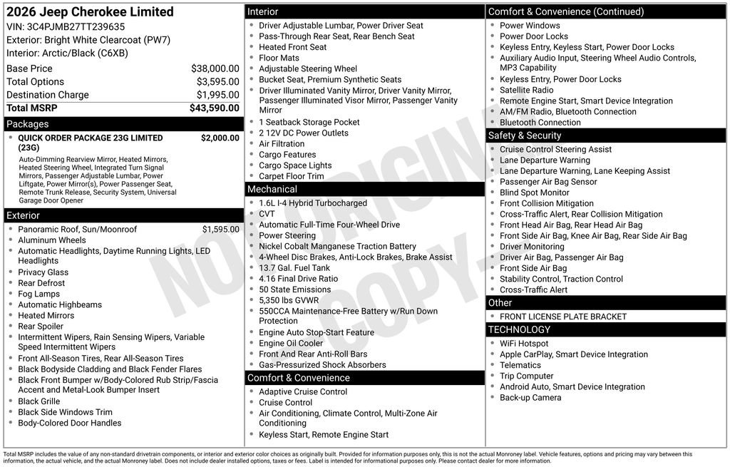 New 2026 Jeep Cherokee Limited AWD/4WD image 32