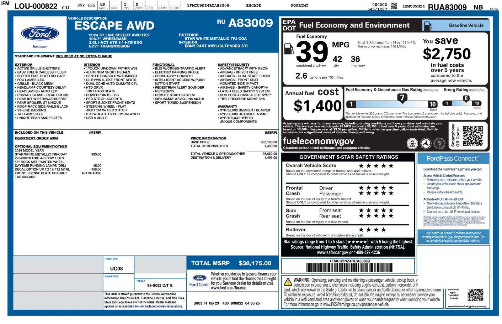 Used 2024 Ford Escape ST-Line Select image 50