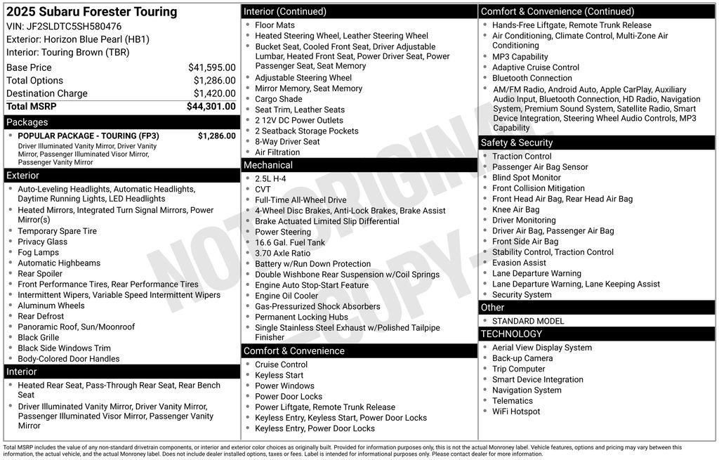 Certified 2025 Subaru Forester Touring w/ Popular Package - Touring image 6
