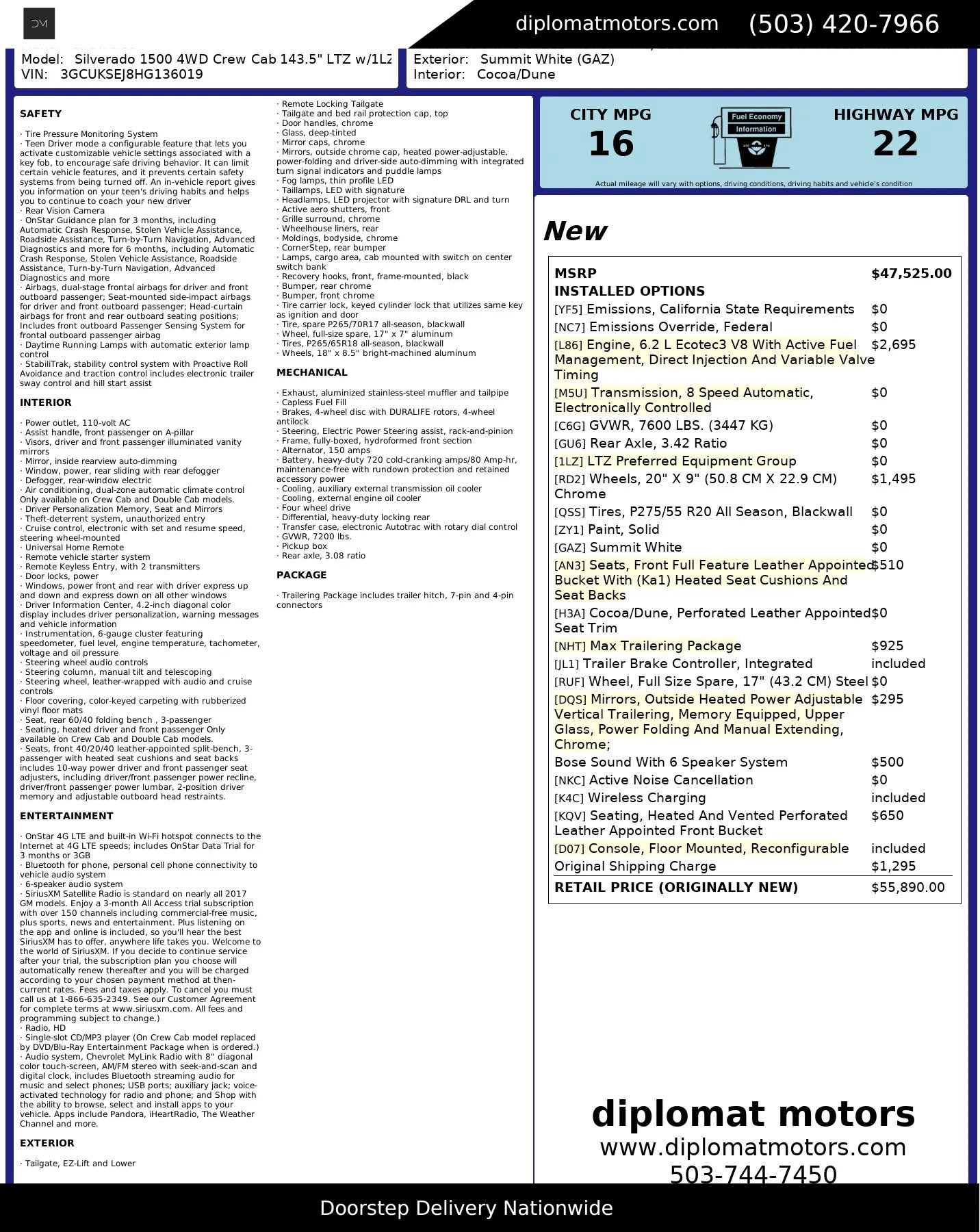 Used 2017 Chevrolet Silverado 1500 LTZ w/ Max Trailering Package image 2