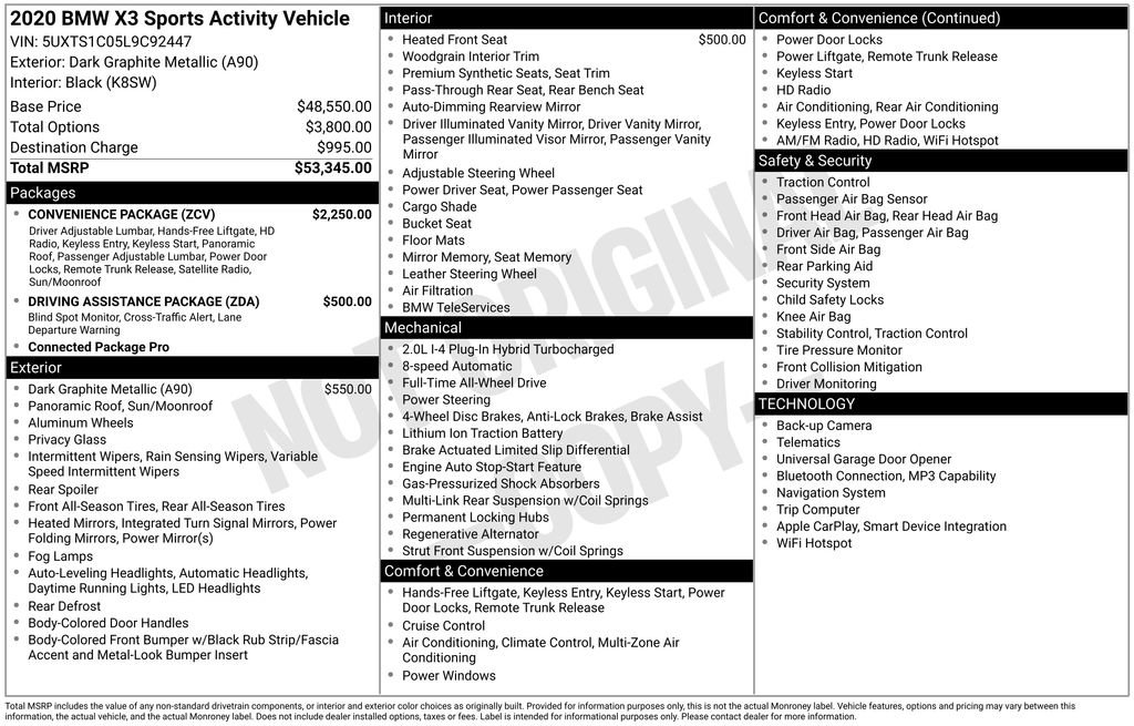 Used 2020 BMW X3 xDrive30e w/ Convenience Package image 6