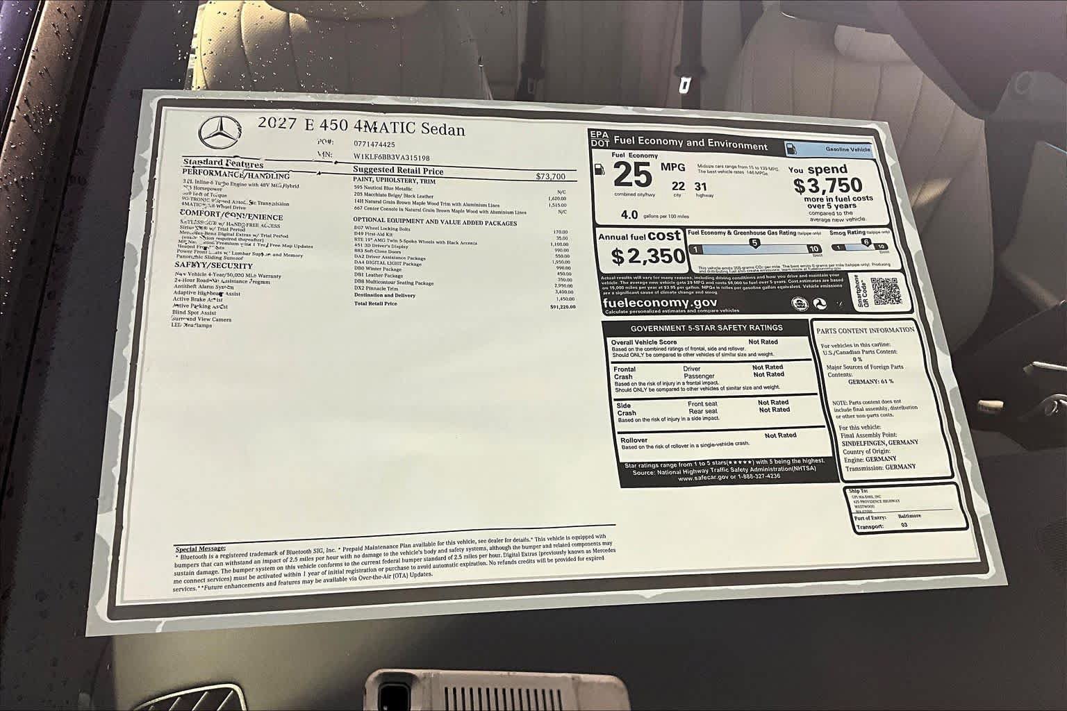 New 2027 Mercedes-Benz E 450 4MATIC Sedan image 18