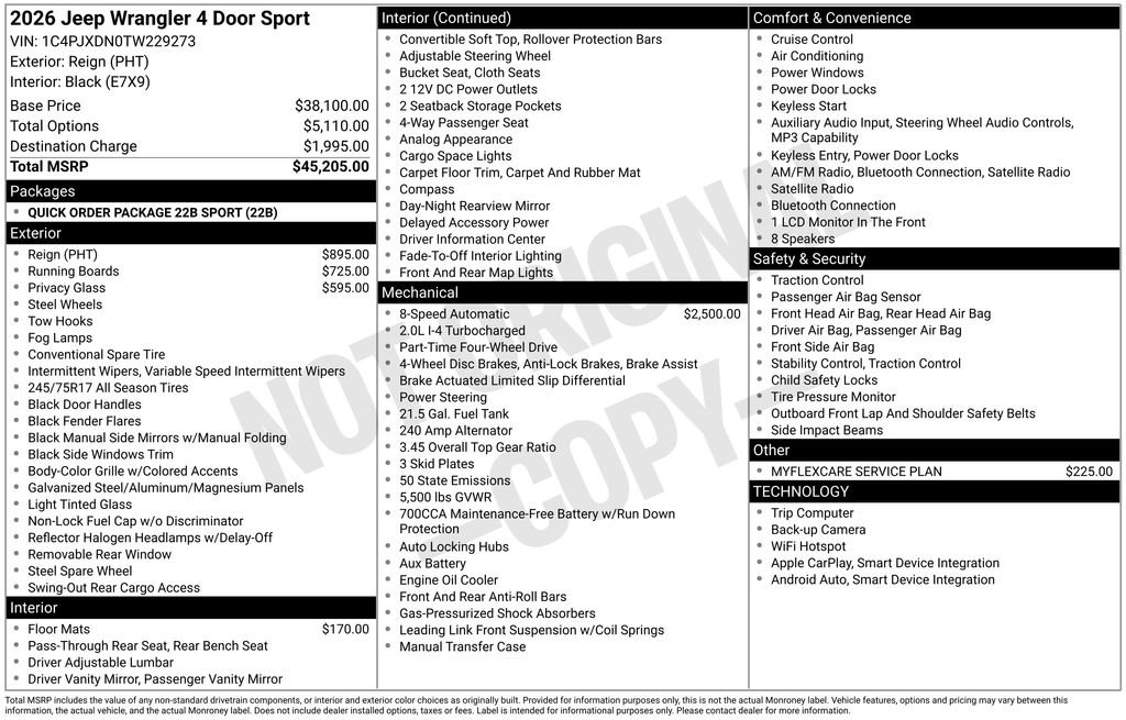 New 2026 Jeep Wrangler Sport image 3