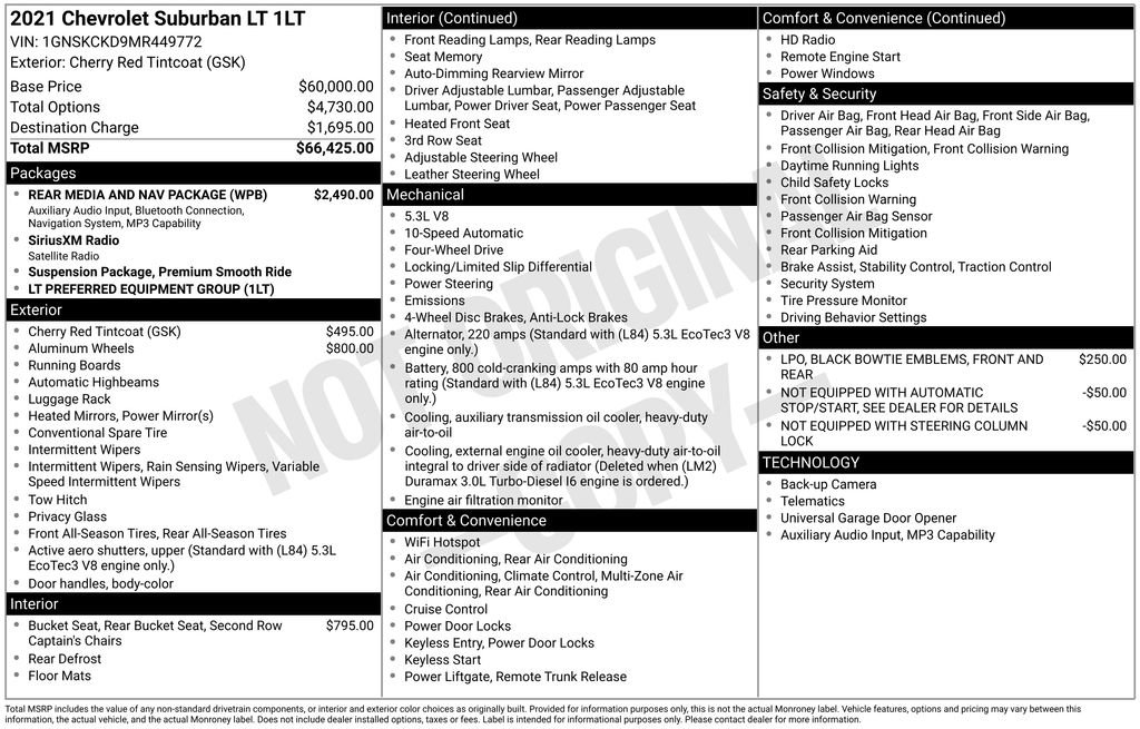 Used 2021 Chevrolet Suburban LT w/ Rear Media and Nav Package AWD/4WD image 13