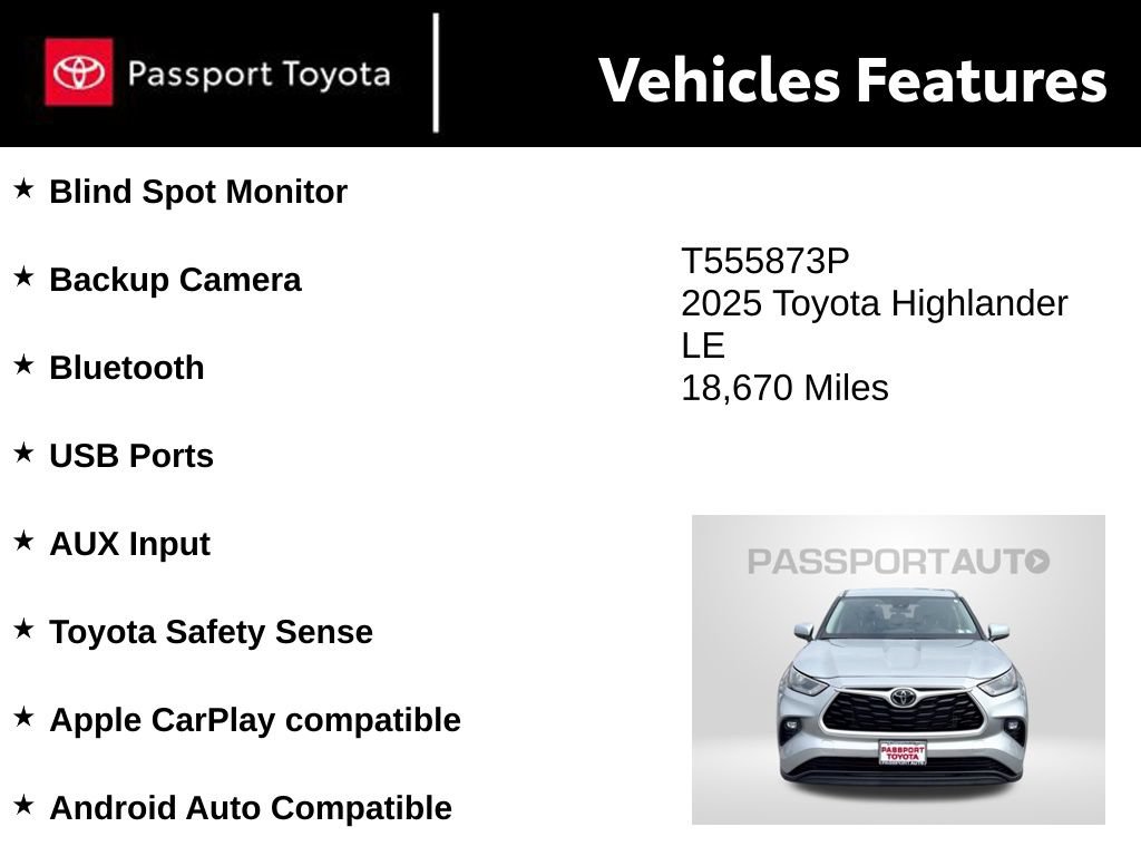 Used 2025 Toyota Highlander LE FWD image 10