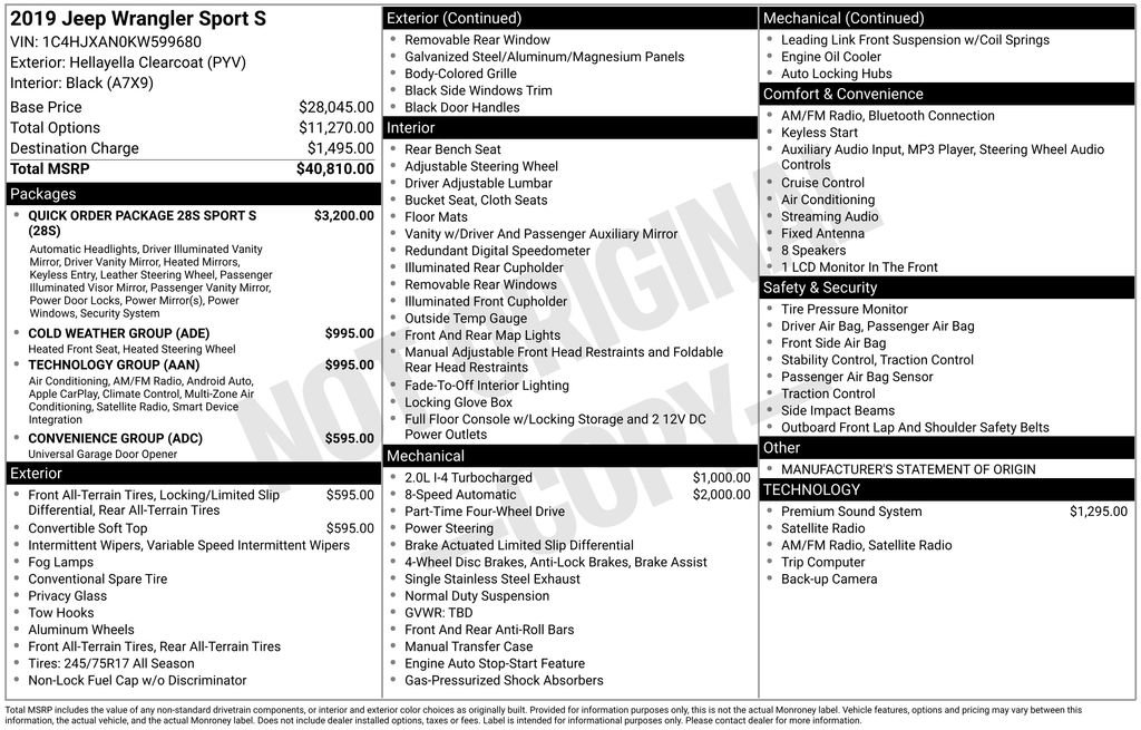 Used 2019 Jeep Wrangler Sport image 15