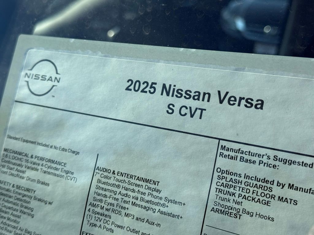 New 2025 Nissan Versa S w/ Trunk Package image 24