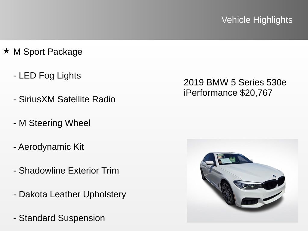 Used 2019 BMW 530e w/ M Sport Package image 16