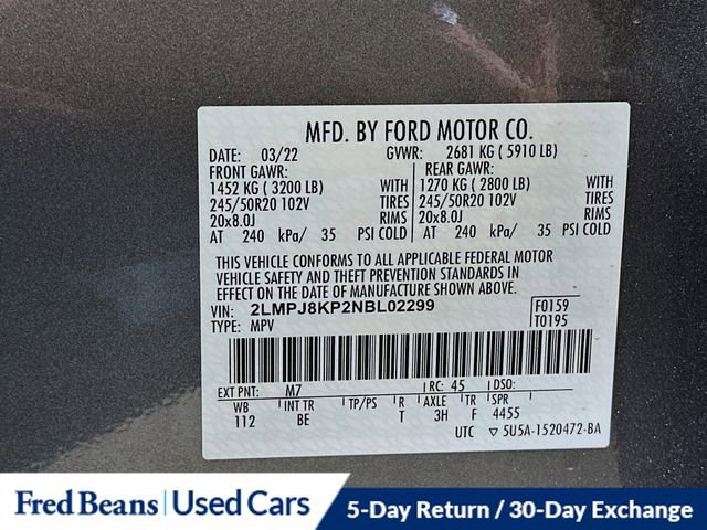 Certified 2022 Lincoln Nautilus Reserve w/ Equipment Group 201A image 36