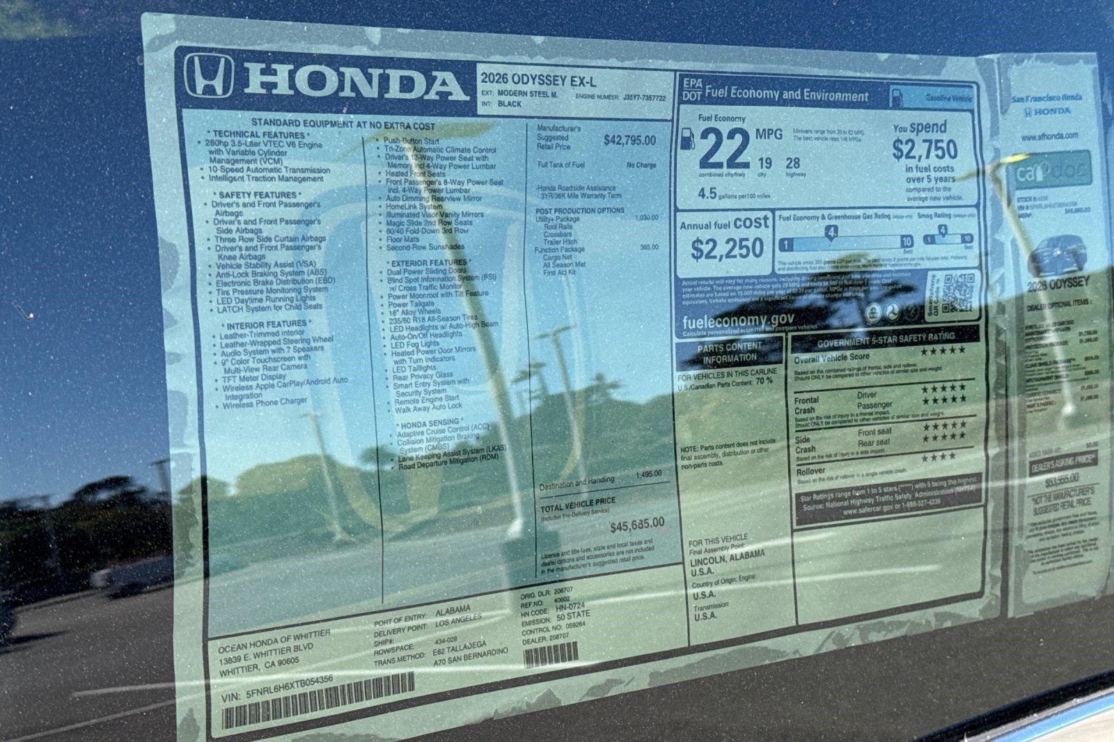 New 2026 Honda Odyssey EX-L image 35
