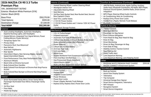 New 2026 MAZDA CX-90 3.3 Turbo w/ Premium Plus Pkg image 2