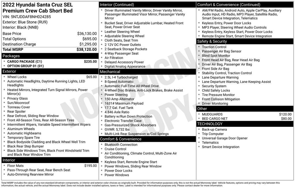 Used 2022 Hyundai Santa Cruz SEL Premium w/ Cargo Package AWD/4WD image 31