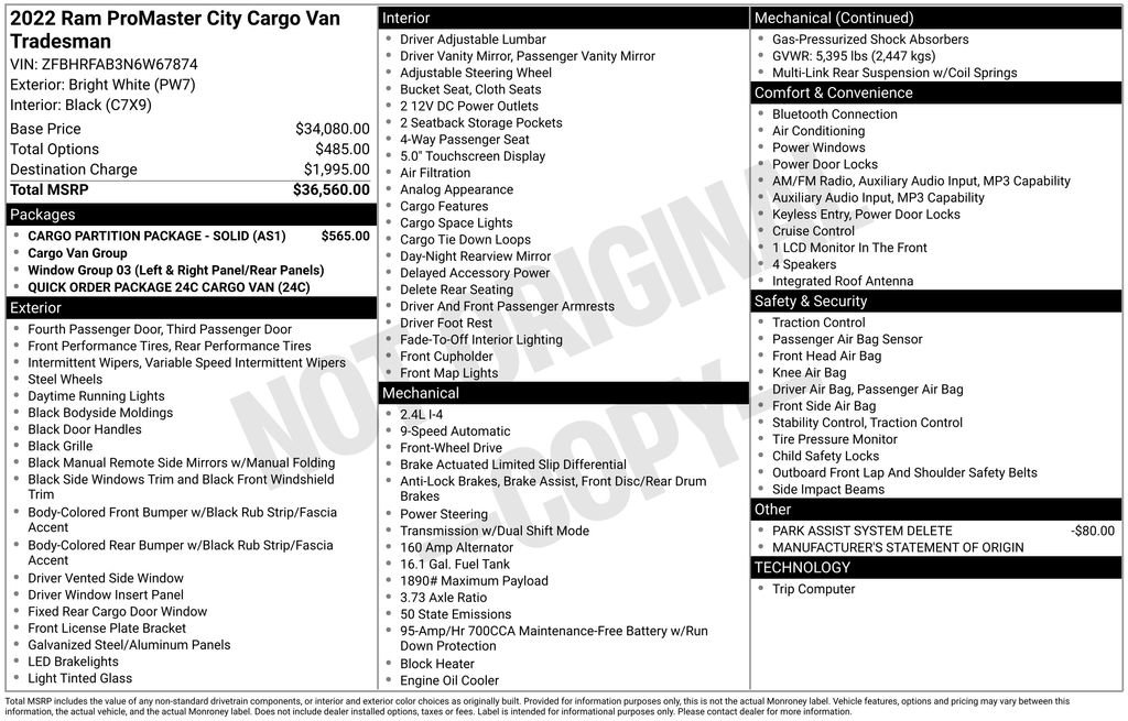 Used 2022 RAM ProMaster City Tradesman FWD image 16