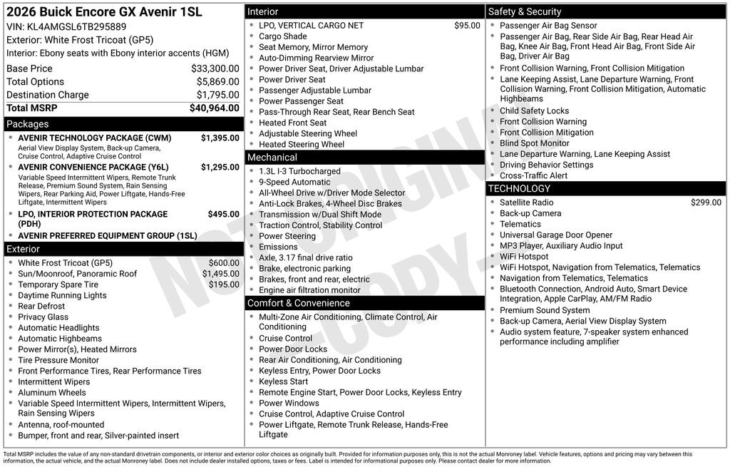 New 2026 Buick Encore GX Avenir w/ Avenir Technology Package AWD/4WD image 4