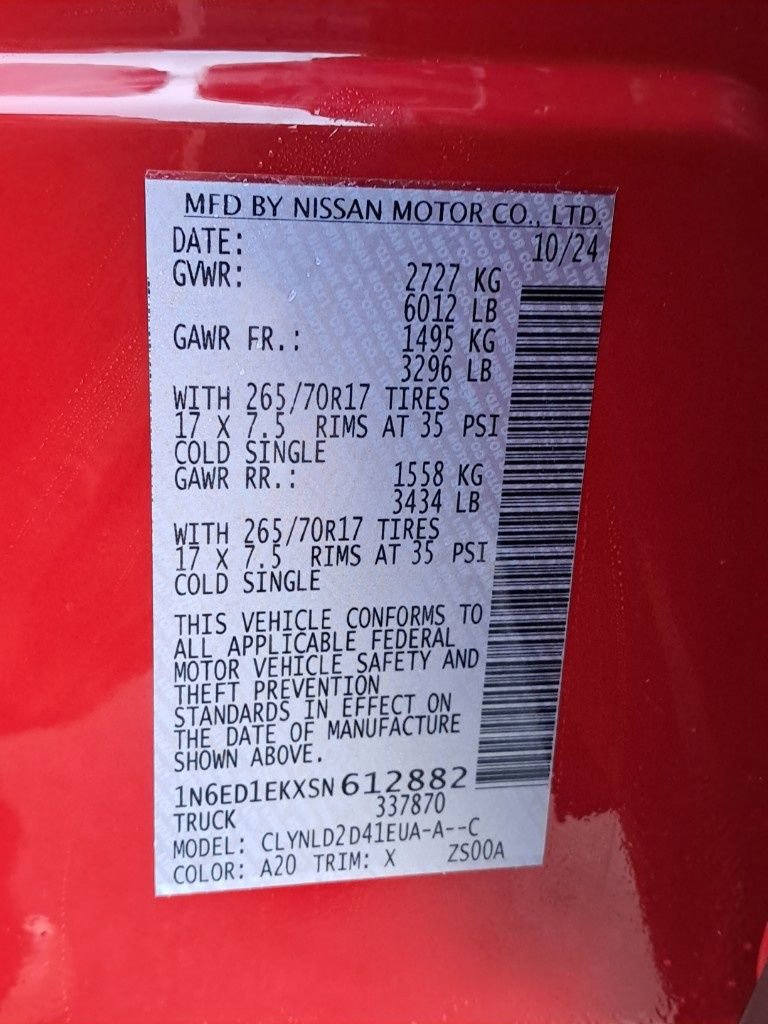 New 2025 Nissan Frontier PRO-4X w/ Interior Protection Package image 31