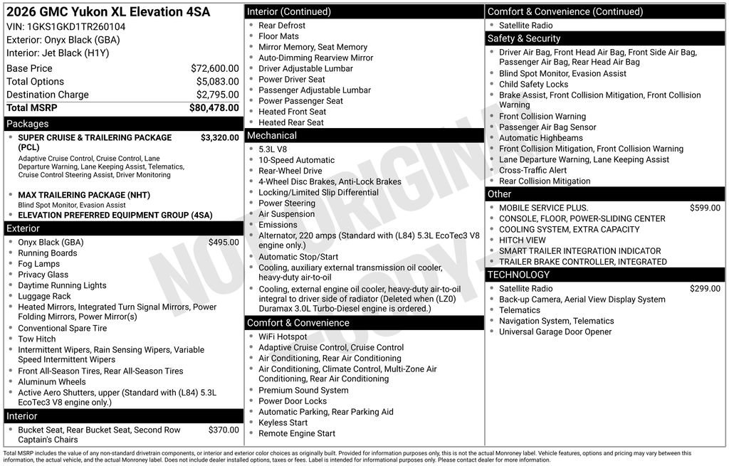 New 2026 GMC Yukon XL Elevation RWD image 42