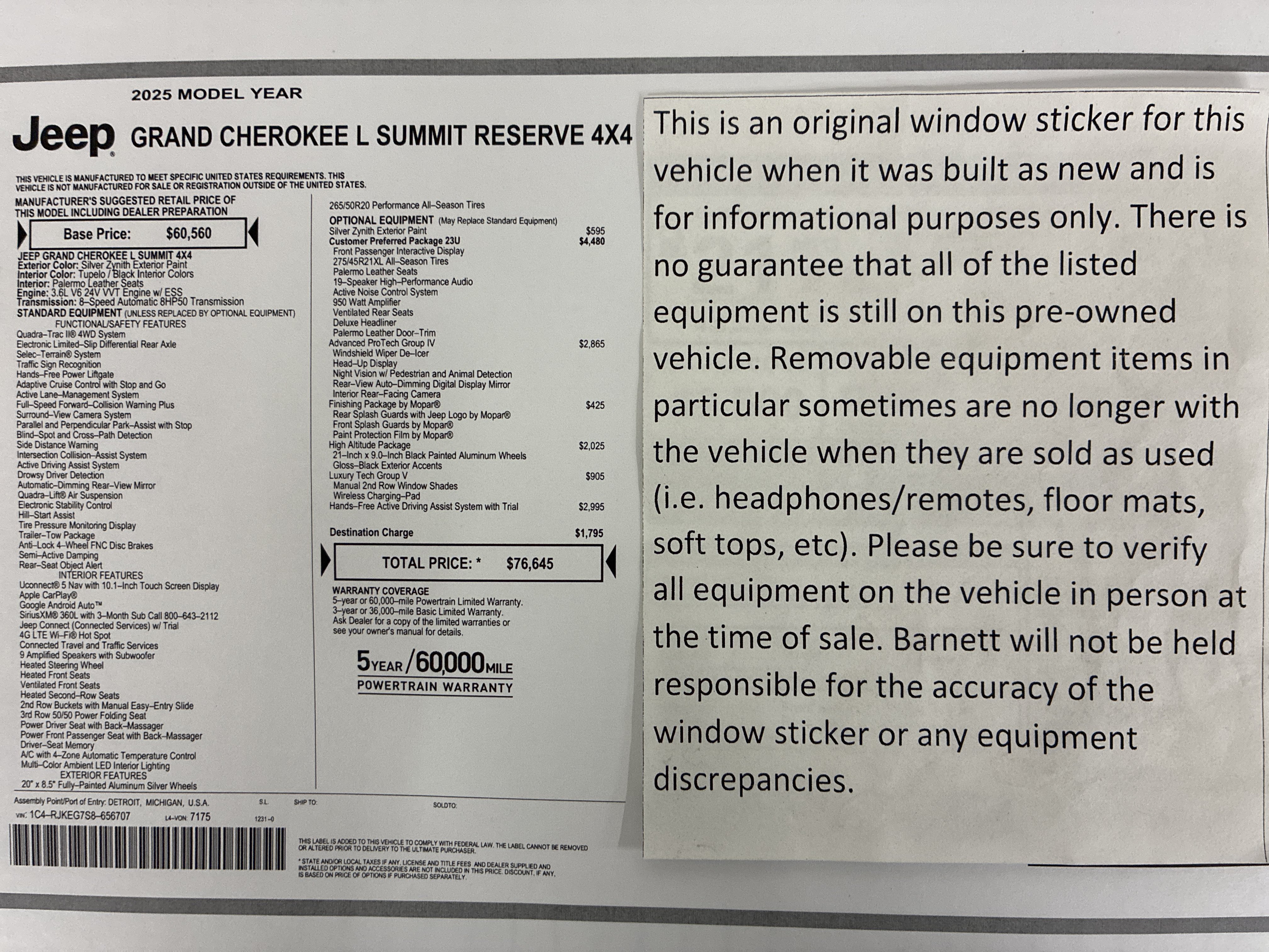 Certified 2025 Jeep Grand Cherokee L Summit AWD/4WD image 2