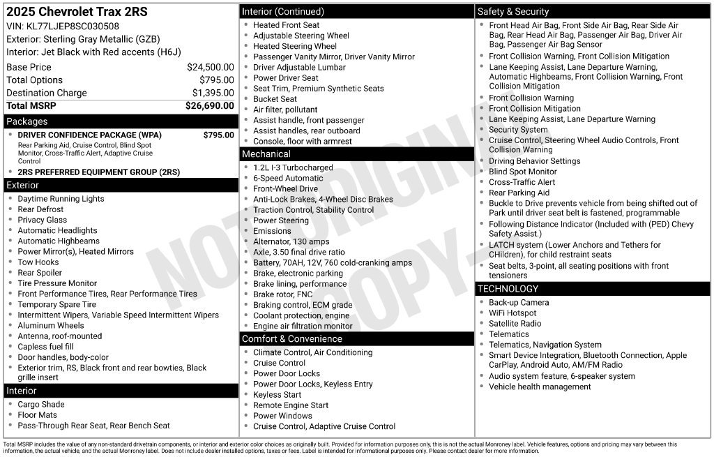 Used 2025 Chevrolet Trax RS w/ Driver Confidence Package FWD image 31