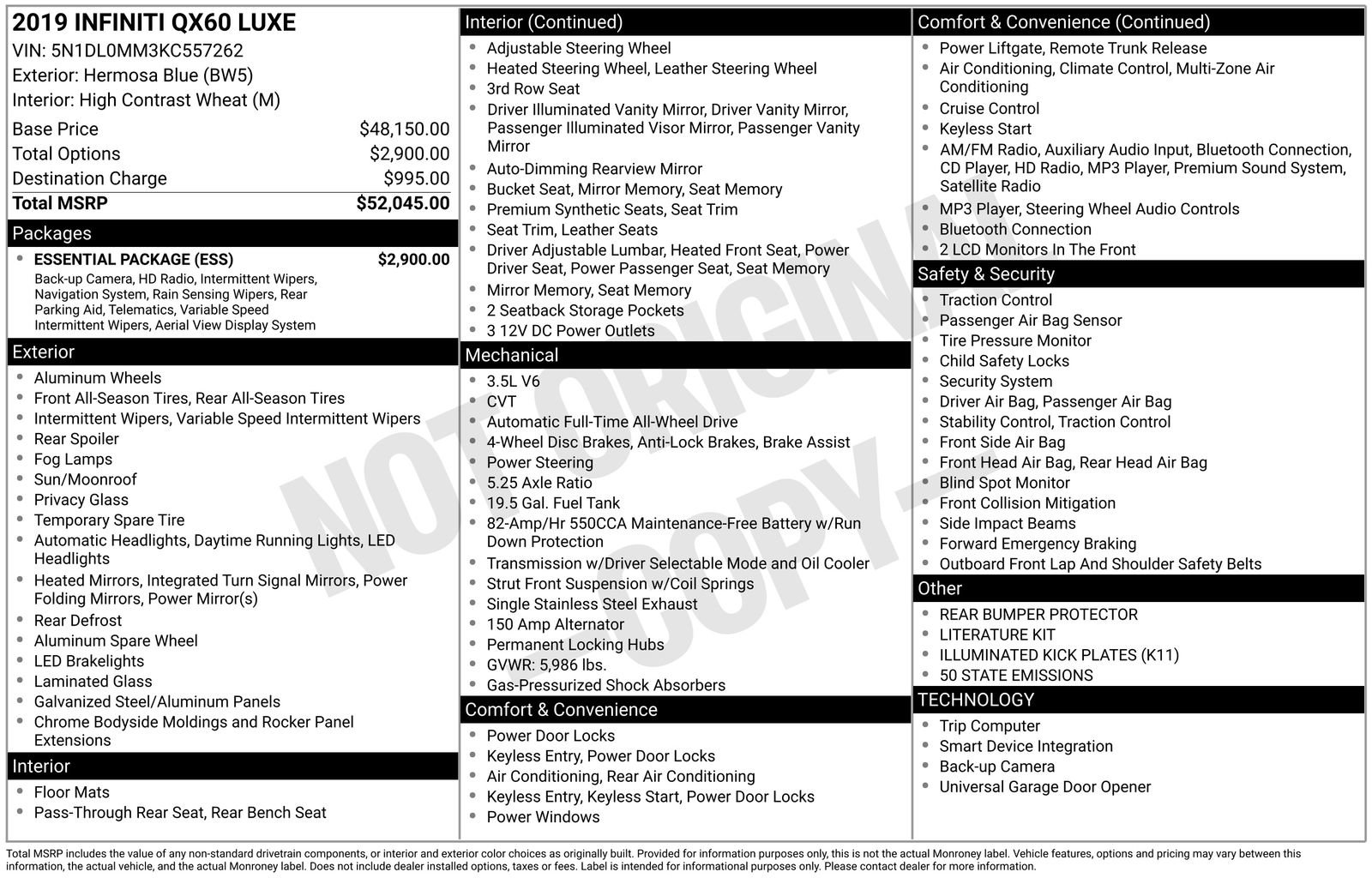 Used 2019 INFINITI QX60 Luxe w/ Essential Package image 16