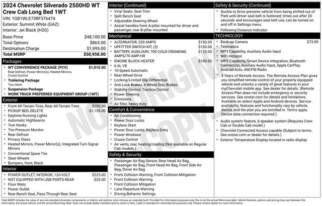 Certified 2024 Chevrolet Silverado 2500 W/T w/ WT Convenience Package RWD image 6