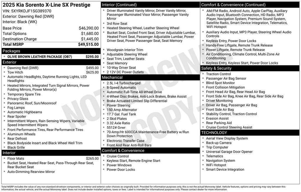 New 2025 Kia Sorento SX Prestige w/ Olive Brown Leather Package image 6