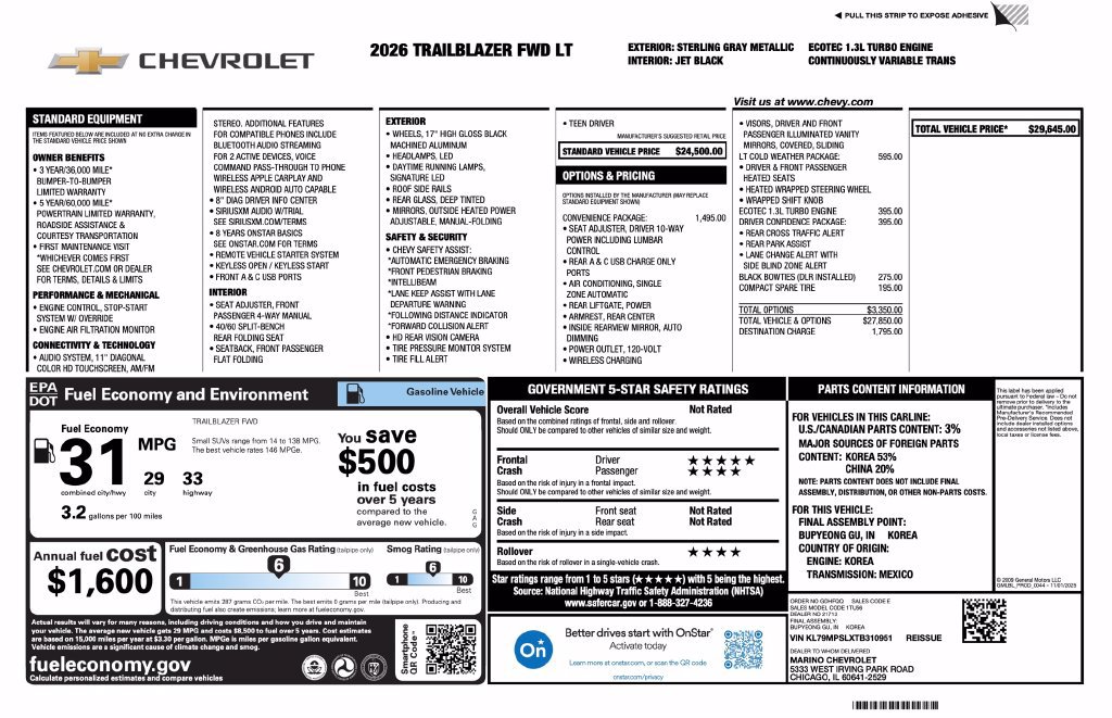 New 2026 Chevrolet TrailBlazer LT w/ Convenience Package FWD image 2
