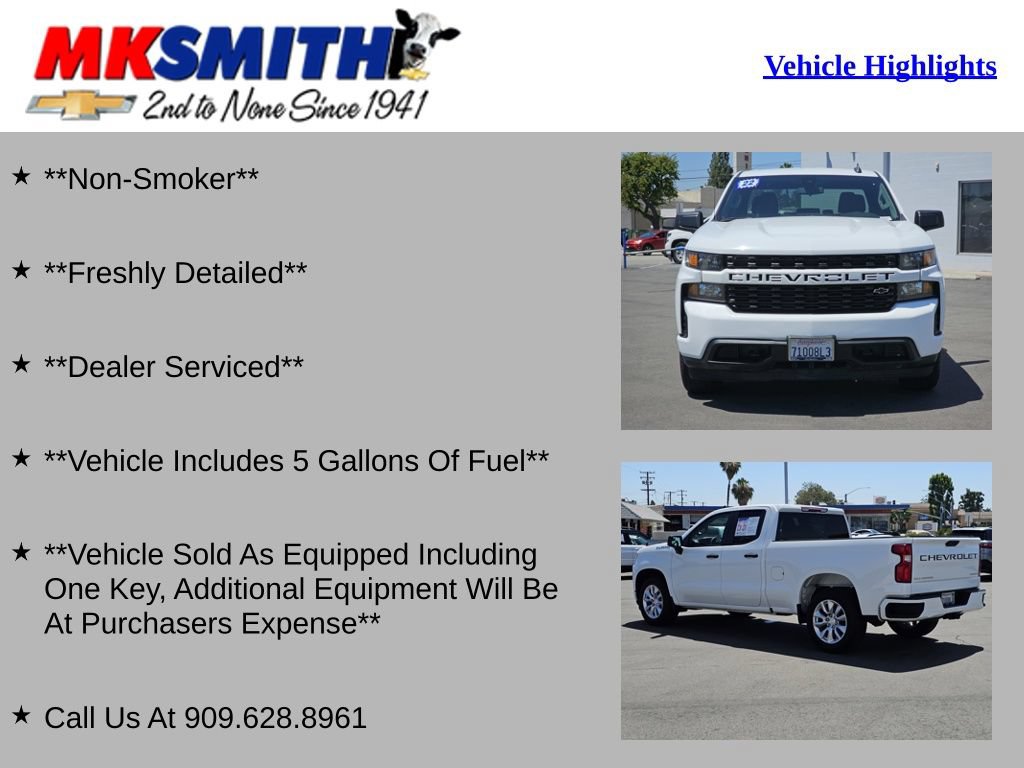 Used 2022 Chevrolet Silverado 1500 Custom w/ Safety Confidence Package RWD image 2