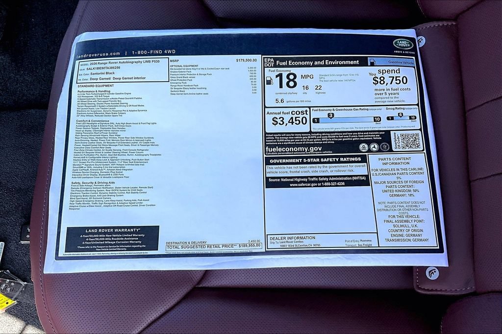 New 2026 Land Rover Range Rover Long Wheelbase Autobiography AWD/4WD image 15