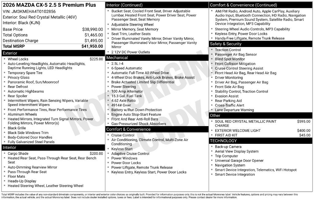 Certified 2026 MAZDA CX-5 2.5 S w/ Premium Plus Package AWD/4WD image 3