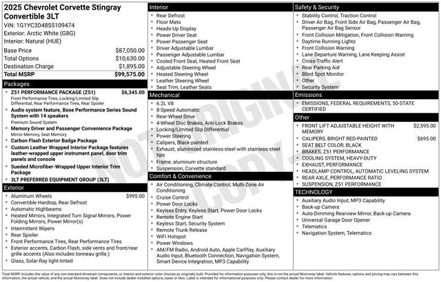 Used 2025 Chevrolet Corvette Stingray Premium Conv w/ Z51 Performance Package image 29