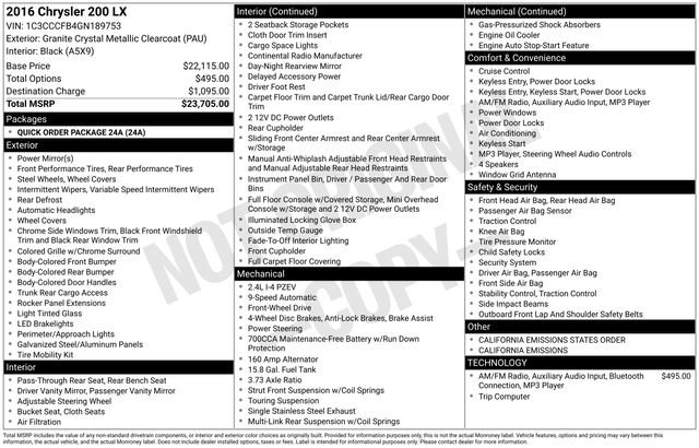 Used 2016 Chrysler 200 LX image 30