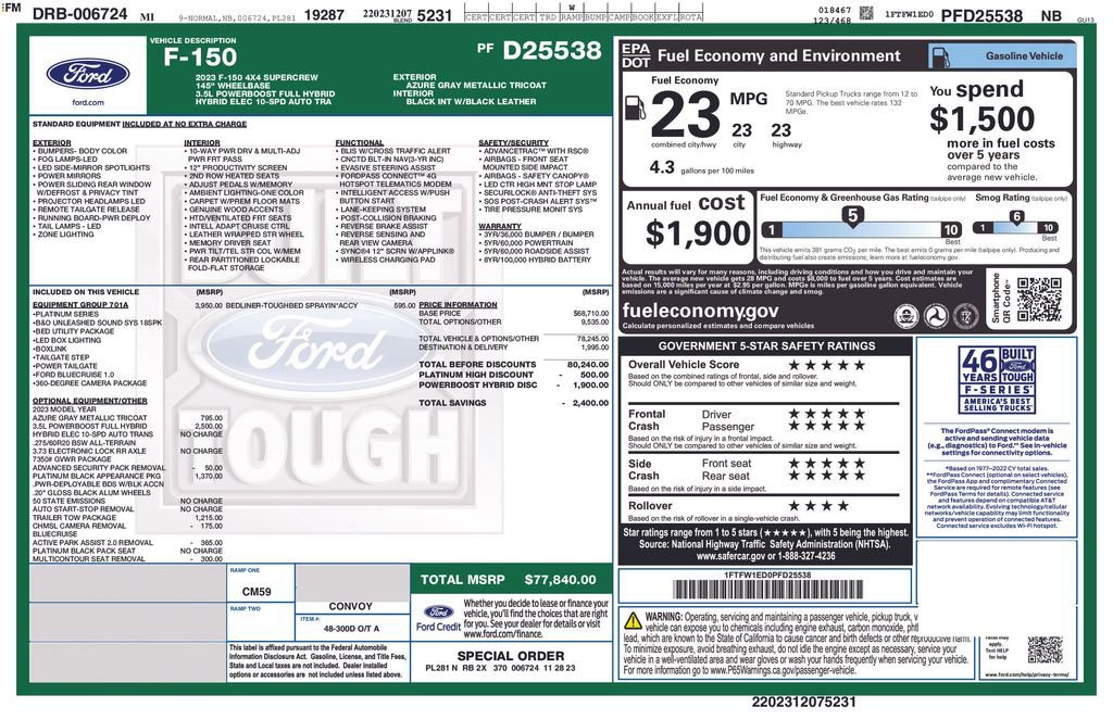 Certified 2023 Ford F150 Platinum w/ Equipment Group 701A High image 46