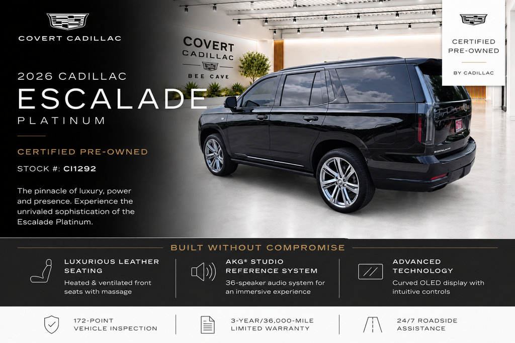 Certified 2026 Cadillac Escalade Platinum Sport w/ LPO, Floor Liner Package AWD/4WD video 3