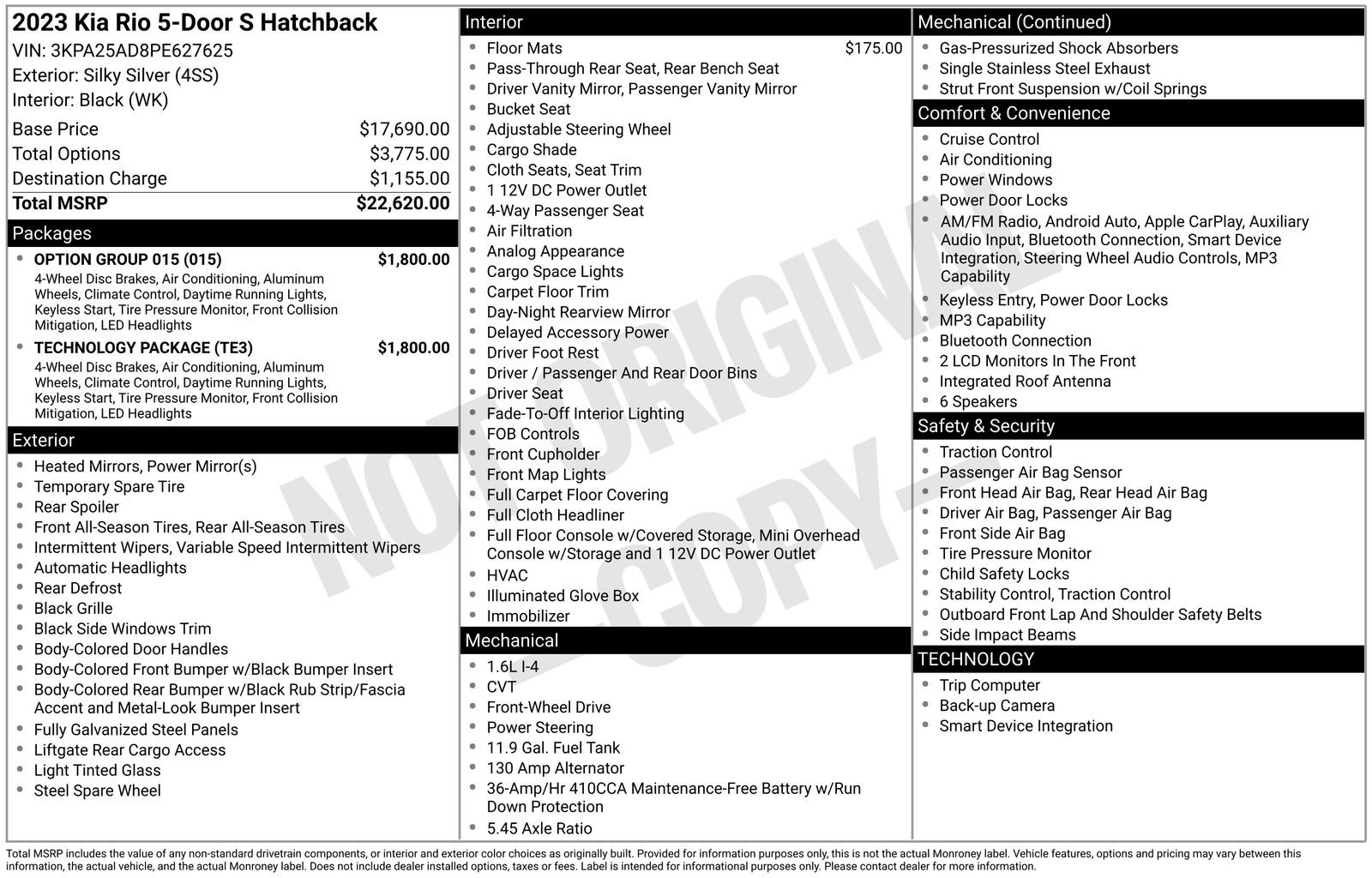 Used 2023 Kia Rio S w/ Technology Package FWD image 11