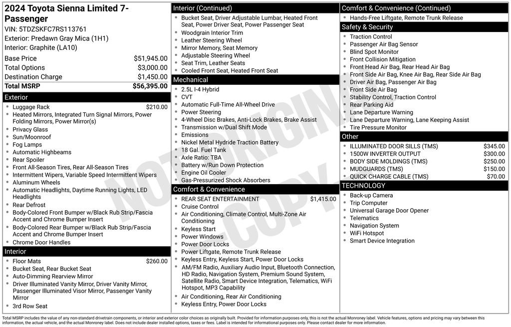 Used 2024 Toyota Sienna Limited AWD/4WD image 35