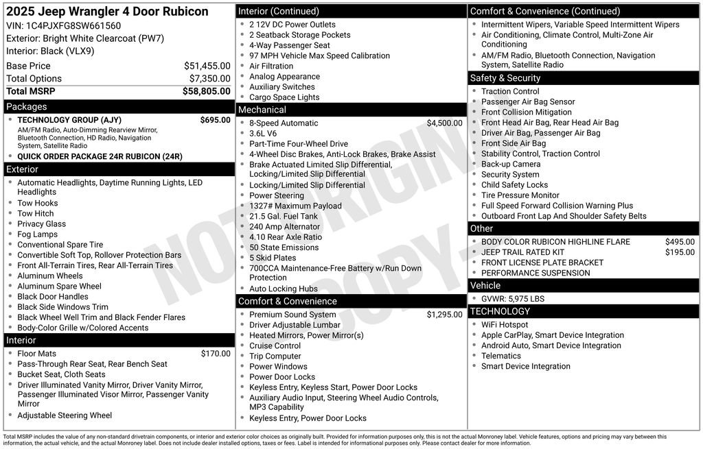 New 2025 Jeep Wrangler Unlimited Rubicon w/ Technology Group image 4