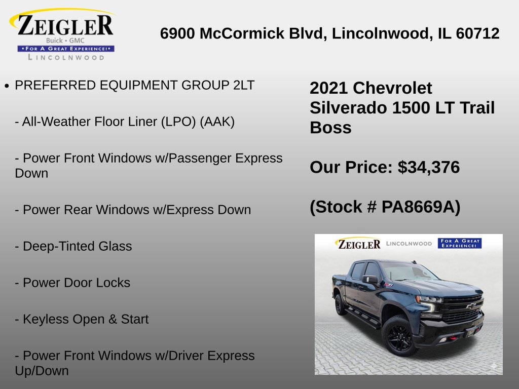 Certified 2021 Chevrolet Silverado 1500 LT Trail Boss w/ Convenience Package II AWD/4WD image 6