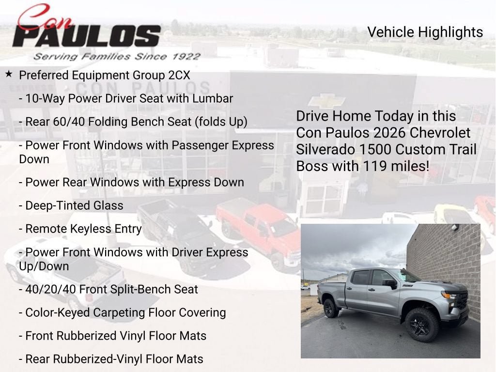 New 2026 Chevrolet Silverado 1500 Custom Trail Boss w/ Dark Appearance Package AWD/4WD image 8