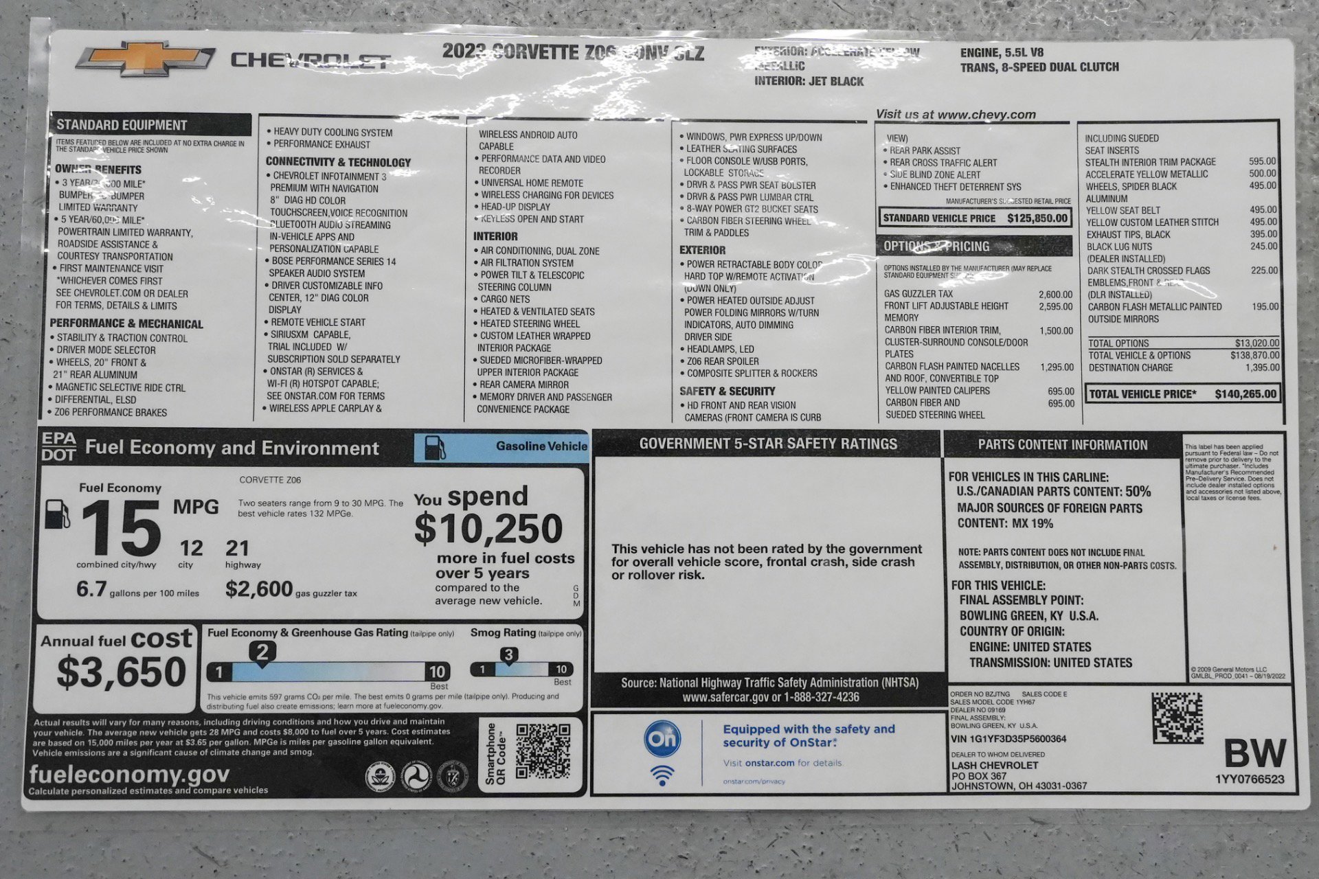Used 2023 Chevrolet Corvette Z06 w/ Stealth Interior Trim Package RWD image 24