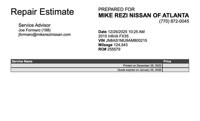 Used 2010 INFINITI FX35 2WD w/ Navigation Pkg image 4