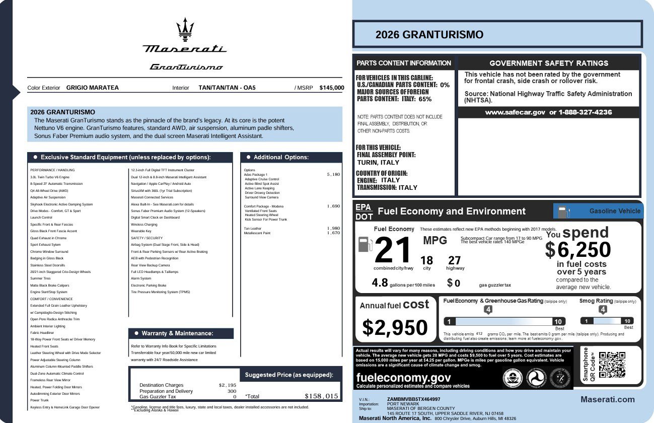 New 2026 Maserati GranTurismo Modena AWD/4WD image 22