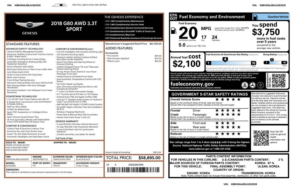 Used 2018 Genesis G80 3.3T Sport image 4