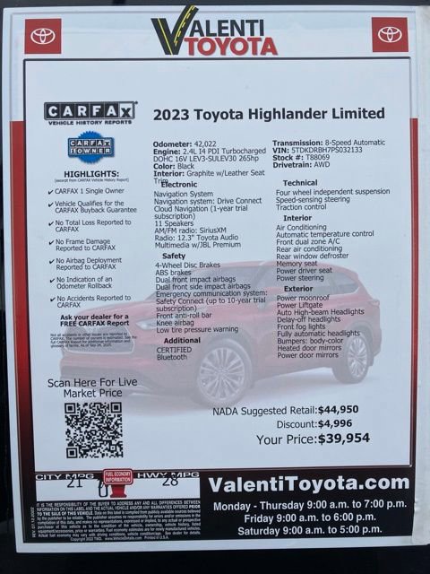 Used 2023 Toyota Highlander Limited image 41