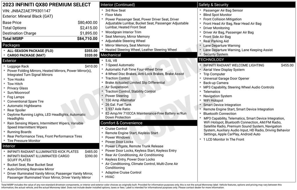 Used 2023 INFINITI QX80 Premium Select w/ All-Season Package AWD/4WD image 28