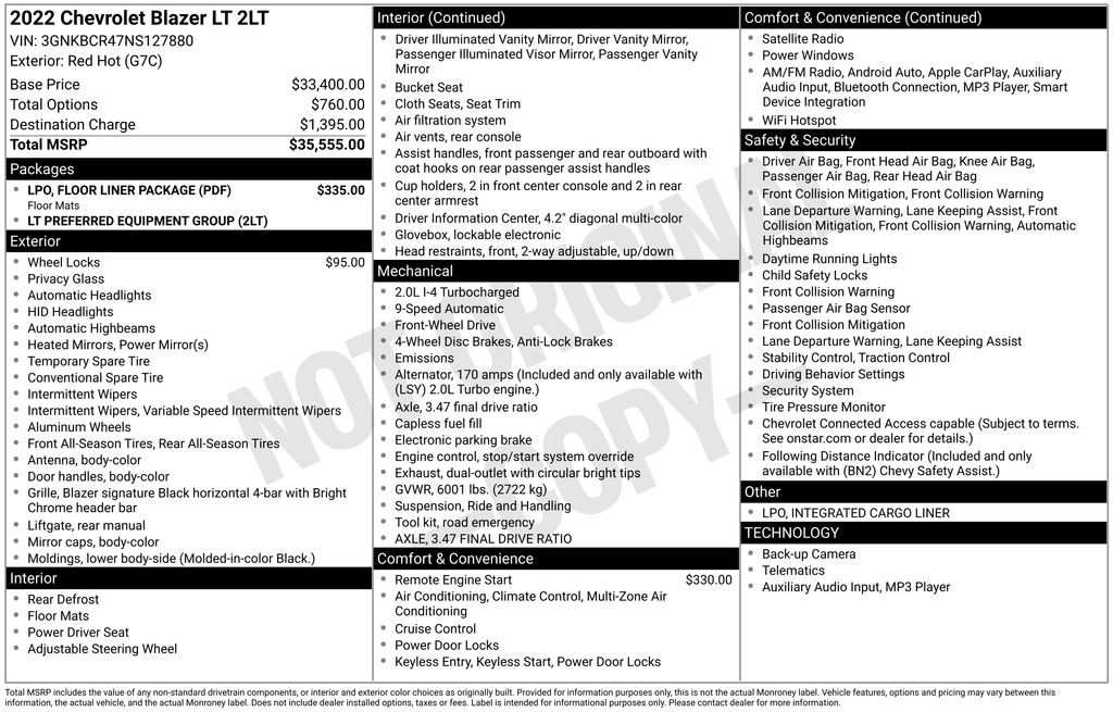 Used 2022 Chevrolet Blazer LT w/ LPO, Floor Liner Package image 10