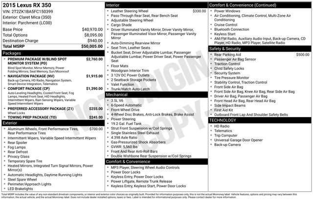 Used 2015 Lexus RX 350 FWD image 7